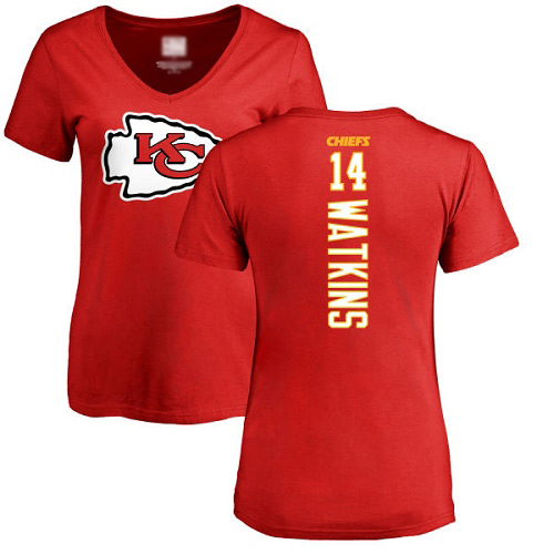 Women Football Kansas City Chiefs #14 Watkins Sammy Red Backer T-Shirt->nfl t-shirts->Sports Accessory